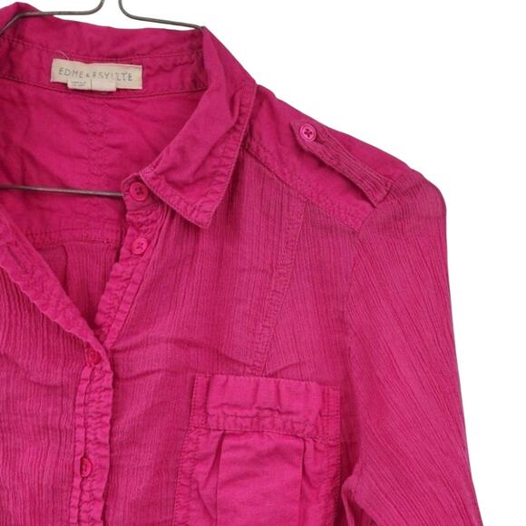 EDME & ESYLLTE Pink Long Sleeve Button Down Shirt - Size 2 - Picture 4 of 4